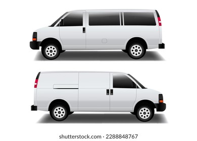 realistic white classic minivan cargo isolated - 3d illustration