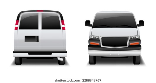 realistic white classic minivan cargo isolated - 3d illustration