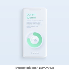 Ilustración de smartphone de estilo blanco realista con elementos de interfaz de usuario. Plantilla para la presentación de interfaz de diseño de interfaz de usuario o infografías. Modelo de Vector de teléfono celular para el concepto de diseño UX.