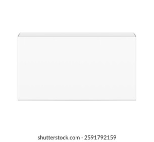 Realistic white closed paperboard box mockup. Vector illustration isolated on white background. Taking your 2D designs into 3D. Can be use for medicine, food, cosmetic and other. EPS10.