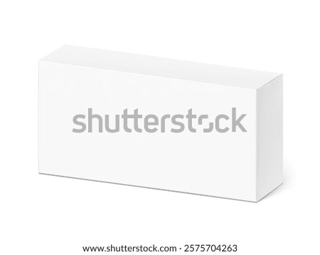 Realistic white closed paperboard box mockup. Vector illustration isolated on white background. Taking your 2D designs into 3D. Can be use for medicine, food, cosmetic and other. EPS10.