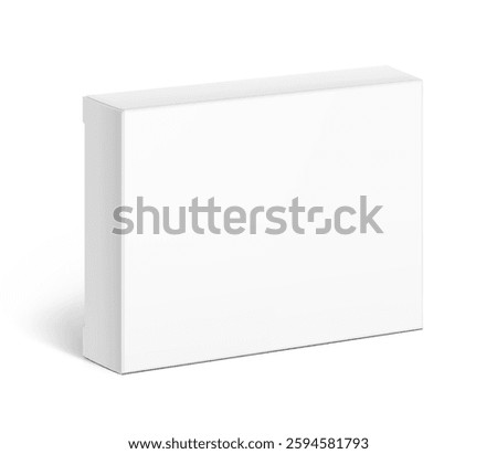 Realistic white closed paperboard box mockup. Vector illustration isolated on white background. Taking your 2D designs into 3D. Can be use for medicine, food, cosmetic and other. EPS10.