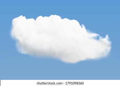 Nube blanca realista volando sobre fondo azul del cielo