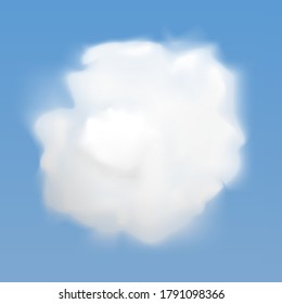 Nube blanca realista volando sobre fondo azul del cielo