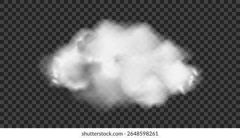 Realistic White Cloud or Fog Effect Vector Isolated on Transparent Background