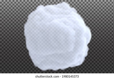 Nube blanca realista aislada en un fondo transparente. Elemento de diseño brillante. Ilustración vectorial.