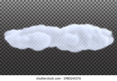 Nube blanca realista aislada en un fondo transparente. Elemento de diseño brillante. Ilustración vectorial.