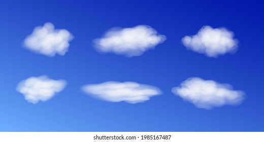 Realistic white cloud sky. Sky bright and cloudscape vector illustration.