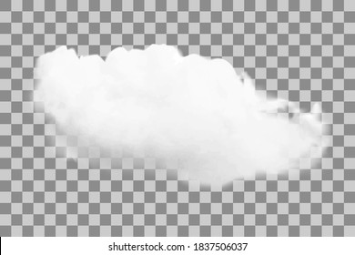 Realistic white cloud with trasparency on checkered background