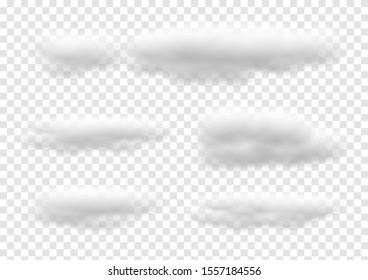 Realistic white cloud vectors isolated on transparency background, Fluffy cubes like white cotton wool ep13