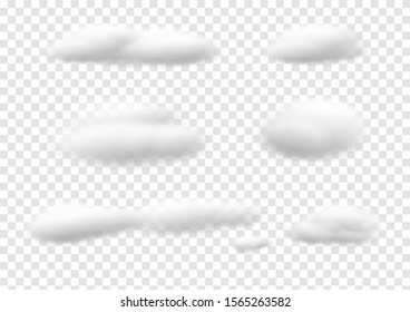 Realistic white cloud vectors isolated on transparency background, Fluffy cubes like white cotton wool  ep15