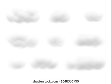 Vectores realistas de nubes blancas aislados sobre fondo blanco, cubos fluidos como la lana de algodón blanco ep22