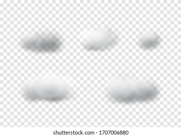 Realistic white cloud vectors isolated on transparency background, Fluffy cubes like white cotton wool, cloudy ep31