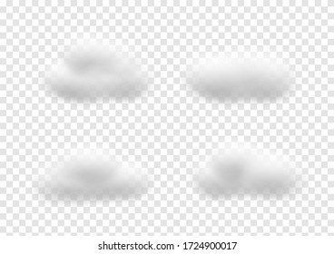 Realistic white cloud vectors isolated on transparency background, Fluffy cubes like white cotton wool, cloudy ep34