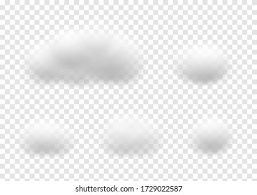 Realistic white cloud vectors isolated on transparency background, Fluffy cubes like white cotton wool, cloudy ep35