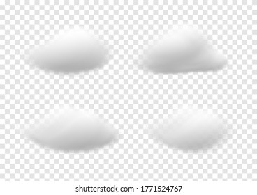 Realistic white cloud vectors isolated on transparency background, cotton wool ep46