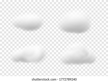 Realistic white cloud vectors isolated on transparency background, cotton wool ep47