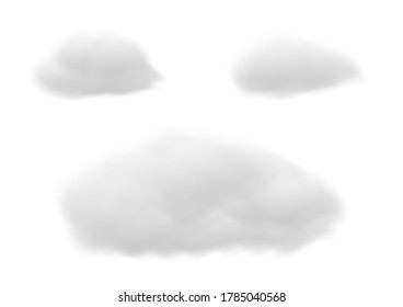 Realistic white cloud vectors isolated on white background, cotton wool ep50