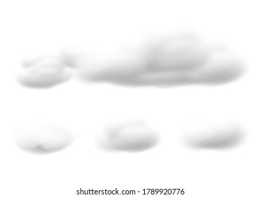Realistic white cloud vectors isolated on white background, cotton wool ep55