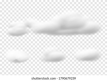 Realistic white cloud vectors isolated on transparency background, cotton wool ep55