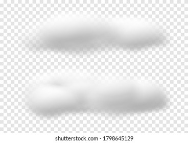 Realistic white cloud vectors isolated on transparency background, cotton wool ep58