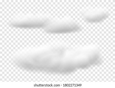 Realistic white cloud vectors isolated on transparency background, cotton wool ep56