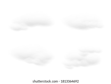 Vectores realistas de nubes blancas aislados en fondo blanco, lana de algodón ep61