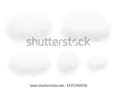 Realistic white cloud vectors isolated on white background, Fluffy cubes like white cotton wool