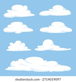 Nubes blancas realistas en la Ilustración vectorial del cielo azul