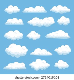 Nubes blancas realistas en la Ilustración vectorial del cielo azul