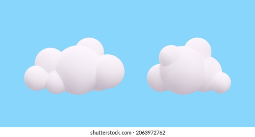 Realistic white clouds isolated on blue background. Vector illustration