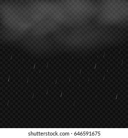 Realistic White Clouds and rain isolated on transparent background