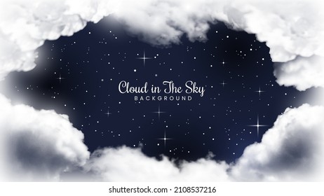 Realistic White Clouds in the Sky Background