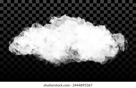 Nubes blancas realistas se fuman en la Ilustración vectorial de fondo de cuadros oscuros.