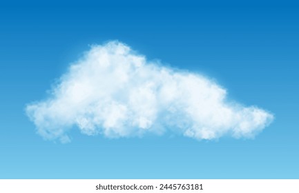 Realistic white clouds smoke on blue sky background vector illustration.