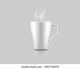 Realistic White Coffee or Coco cup with Steam