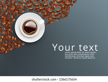 Realistic White Coffee Cup Top View. EPS10 Vector