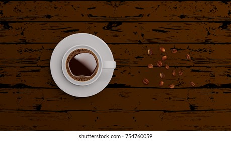Realistic White Coffee Cup Top View. EPS10 Vector