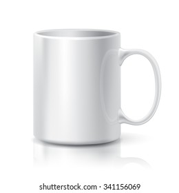 Realistic White Coffee or Tea Cup Isolated on White Background. 
Design Template for Mock Up. Vector illustration