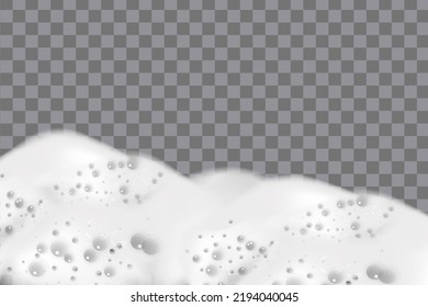 Realistic white cold beer foam with bubbles, flowing down a glass goblet.Stream of soap solution.Background for design oktoberfest flyers, restaurants, bar.