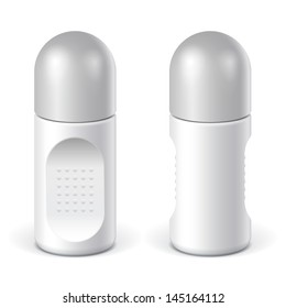 Realistic White Cosmetics bottle can Spray, Deodorant, Air Freshener. Vector illustration