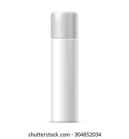 Realistic White Cosmetics bottle can Spray, Deodorant, Air Freshener. Vector illustration