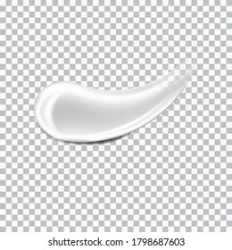 realistic white cream smear isolated on transparent background, liquid mockup