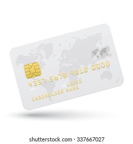 Realistic White Credit card isolated on white background. Vector illustration.