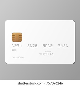 Realistic White Credit Card Mockup Template With Shadow, Vector Illustration