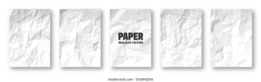 Realistic white crumpled paper texture. Isolated rough grunge old blank. Torn edges. Vector illustration.