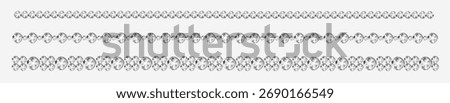 Realistic white crystal rhinestones border set.