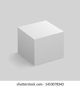 Realistic White Cube with shadow - stock vector.