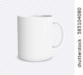 Realistic white cup isolated on transparent background. Vector template for Mock Up. Vector illustration