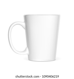 Realistic white cup isolated on white background. Vector illustration.